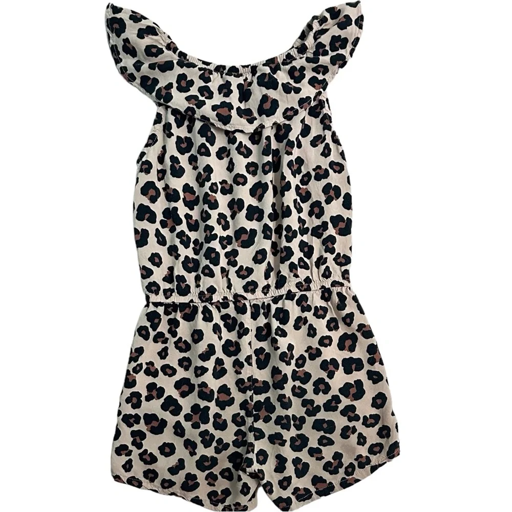Girl's H&M Sleeveless Leopard Print Flounce Jumpsuit - Size 6-7